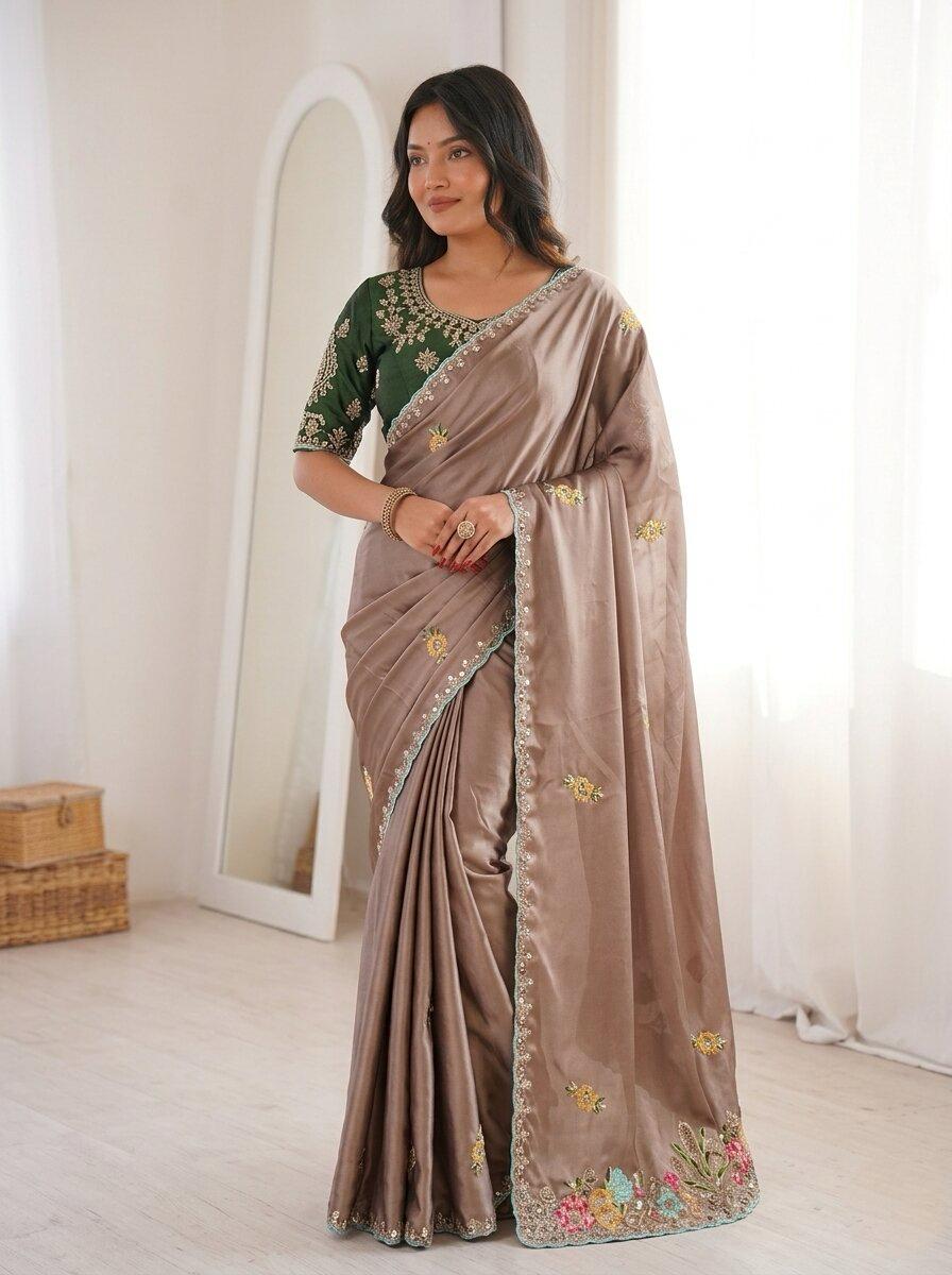 Mono Banglory Silk Embroidery Saree