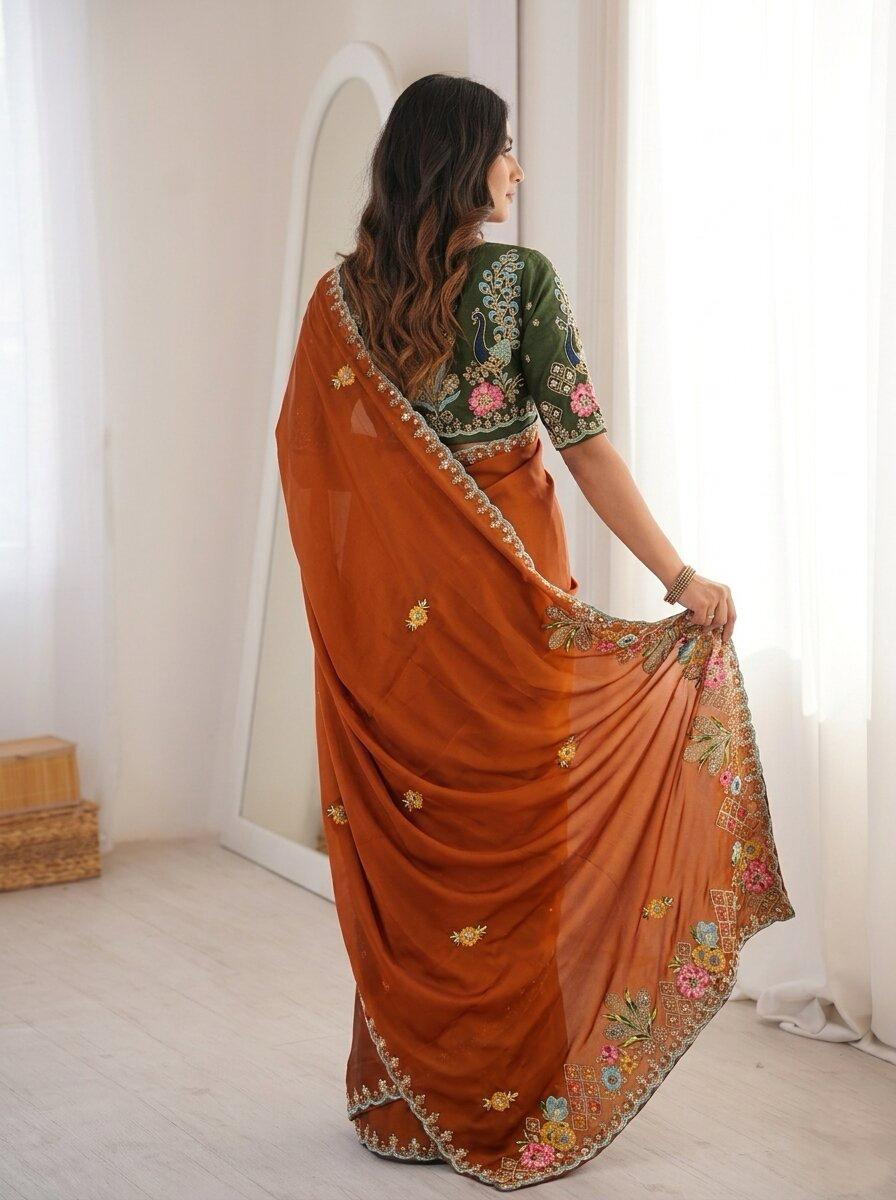Mono Banglory Silk Embroidery Saree