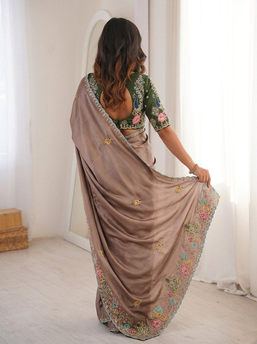Mono Banglory Silk Embroidery Saree