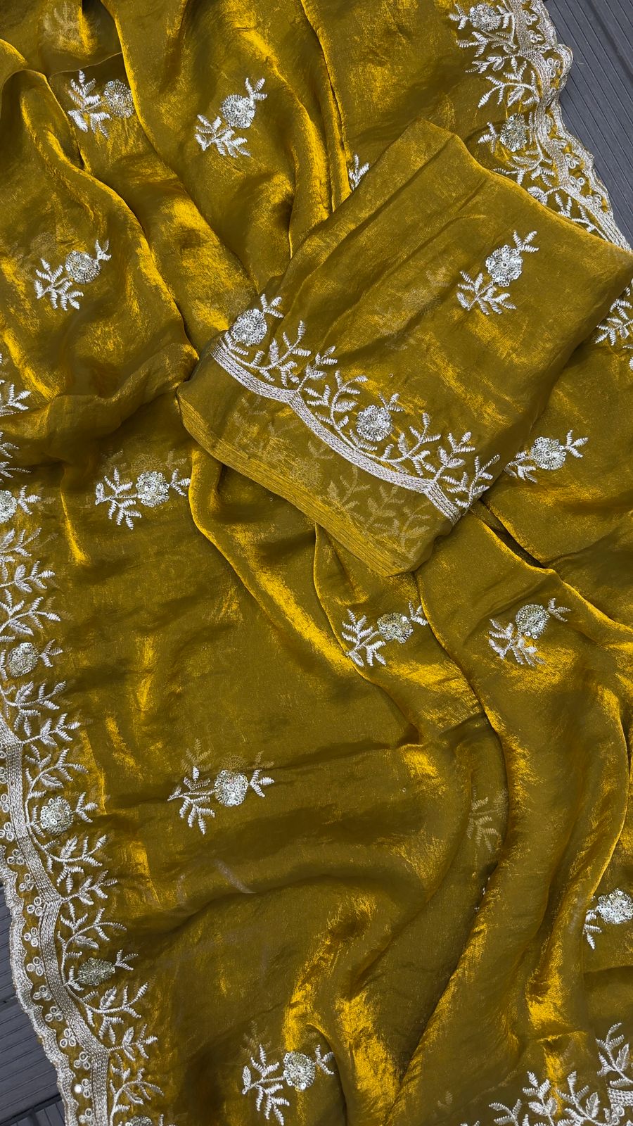 BT-444 Bridal Saree – Heavy Fandy Satin Silk Fancy Zari & Sequence Work Saree with Unstitched Blouse